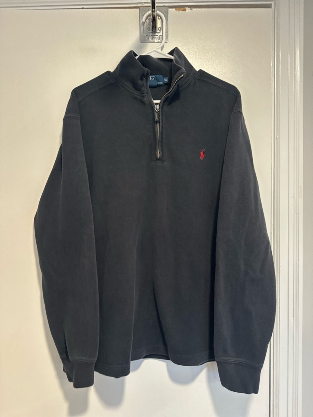 VTG 90's Polo Ralph Lauren Sz:XL dusty Black 1/4 Zip Pullover Streetwear Sweater